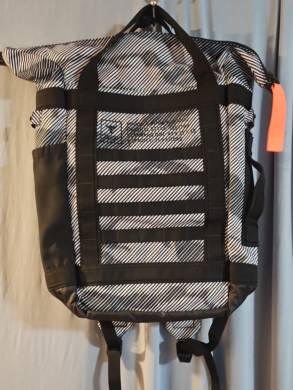 Under Armour Project Rock Box Duffle Backpack: Black/White Stripes: NEW